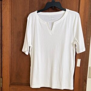 Talbots Women's Classic White Short Sleeve Tee